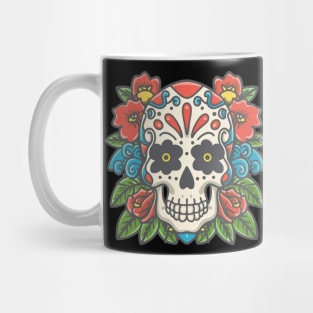 Floral Skull tattoo art Mug